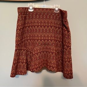 Free People red gold and black geometric when in Rome mini skirt